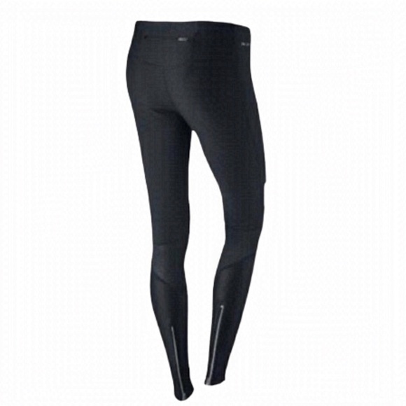 NIKE Dark Grey Faux Leather Zippered Legs Leggings Tights size Small - Picture 1 of 8